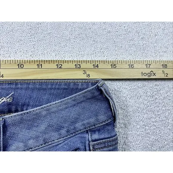 American Eagle Outfitters Artist Jeans 2 Regular Double Button Stretch Distress - Picture 7 of 9